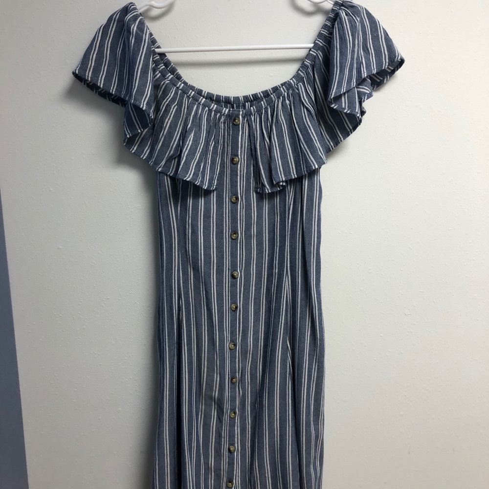 Blue and white dress